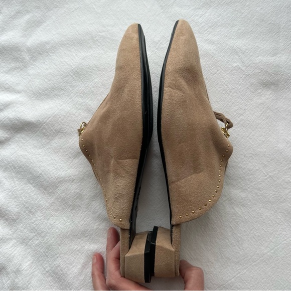 New AGL Microstudded Top Zip Suede Mule in Tan - Picture 9 of 12
